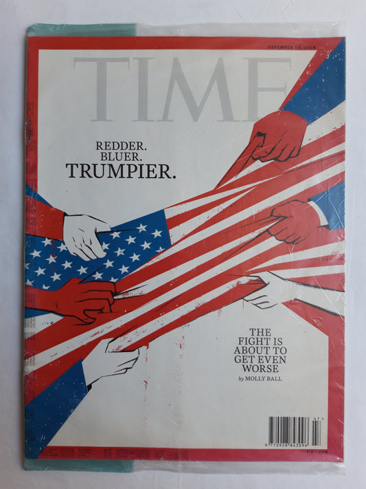 Time magazine Redder Bluer Trumpier The fight is about to get even worse 19.11.2018 November 2018