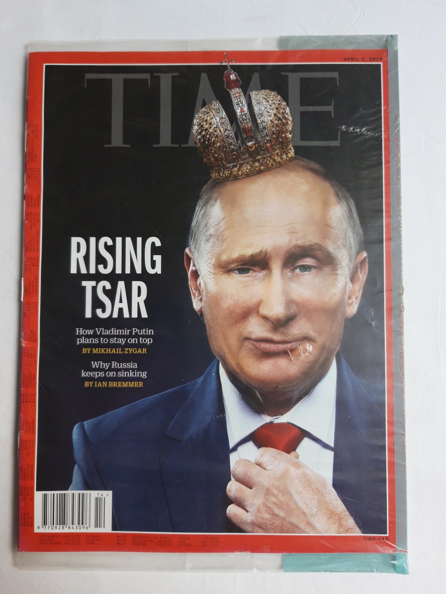 Time magazine Rising Tsar How Vladimir Putin plans to stay on top Why Russia keeps on sinking 02.04.2018 April 2018 OVP