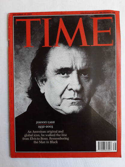 Time magazine Johnny Cash 1932-2003 An American original and global icon from Elvis to Bono Man in Black 22.09.2003 September 2003