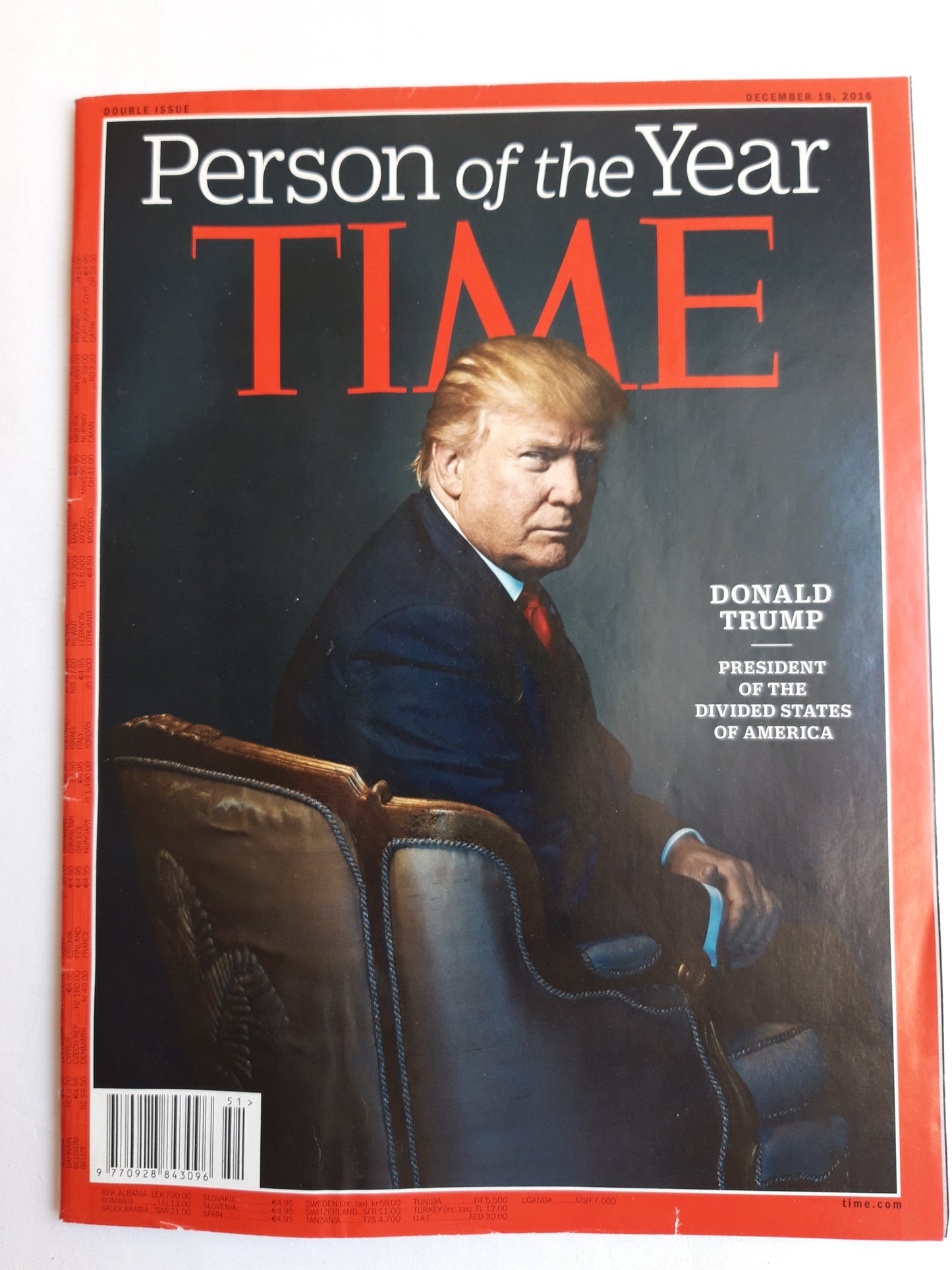 Time magazine Person of the Year Donald Trump President of the devided states of America 19.12.2016 Dezember 2016
