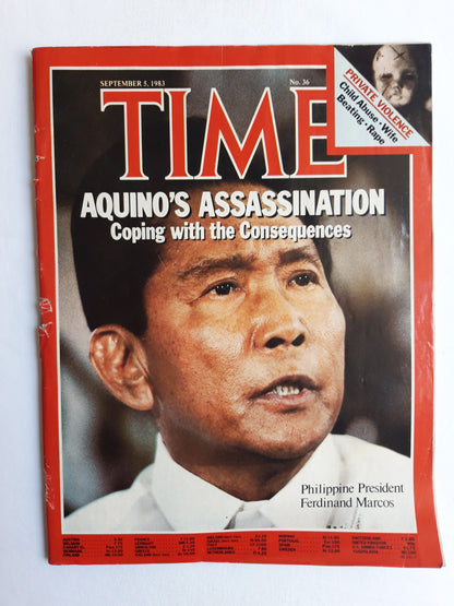 Time magazine Aquino`s Assassination  Coping with the Consequences Philippine President Ferdinand Marcos Private Violence 05.09.1983 September 1983 No.36