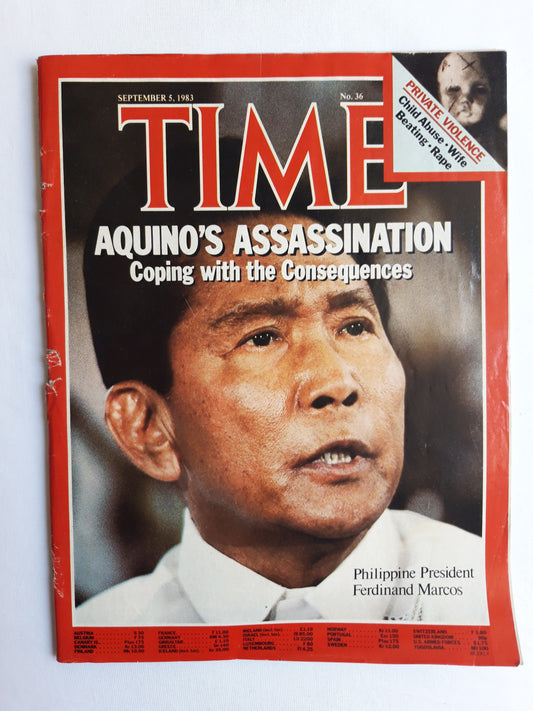 Time magazine Aquino`s Assassination  Coping with the Consequences Philippine President Ferdinand Marcos Private Violence 05.09.1983 September 1983 No.36