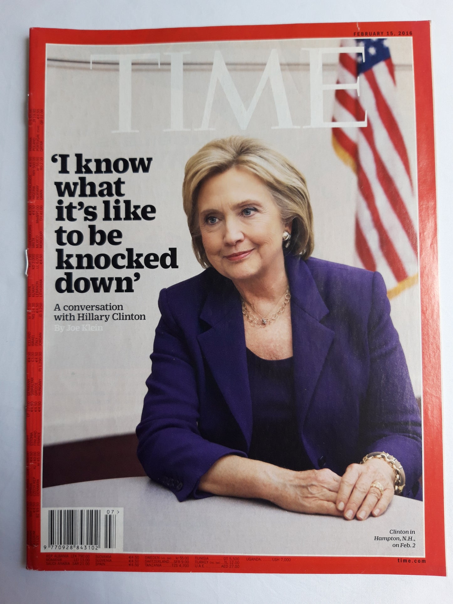 Time magazine I know what is`s like to be knocked down A conversation with Hillary Clinton 15.02.2016 Februar 2016