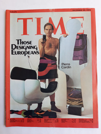Time magazine Those Designing Europeans Pierre Cardin 23.12.1974 23. Dezember December 1974