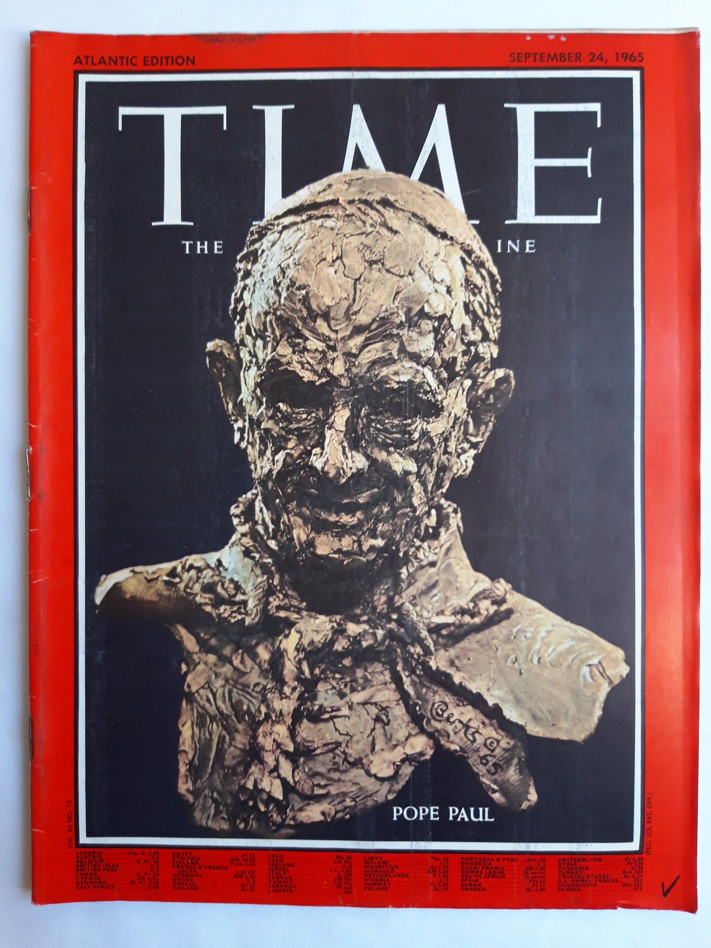 Time magazine Pope Paul 24.09.1965 September 1965