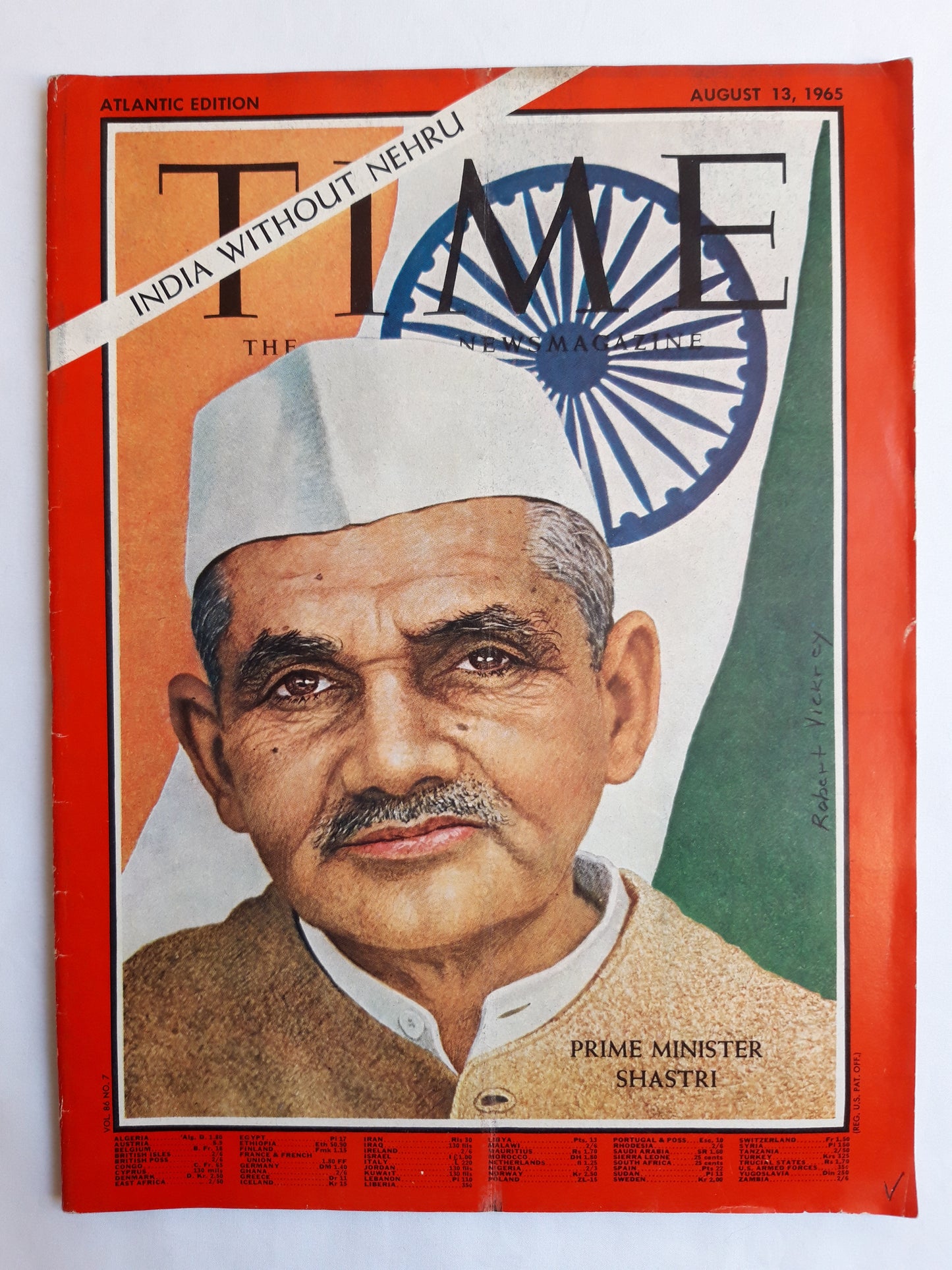 Time magazine Prime Minister Shastri India Without Nehru 13.08.1965 August 1965