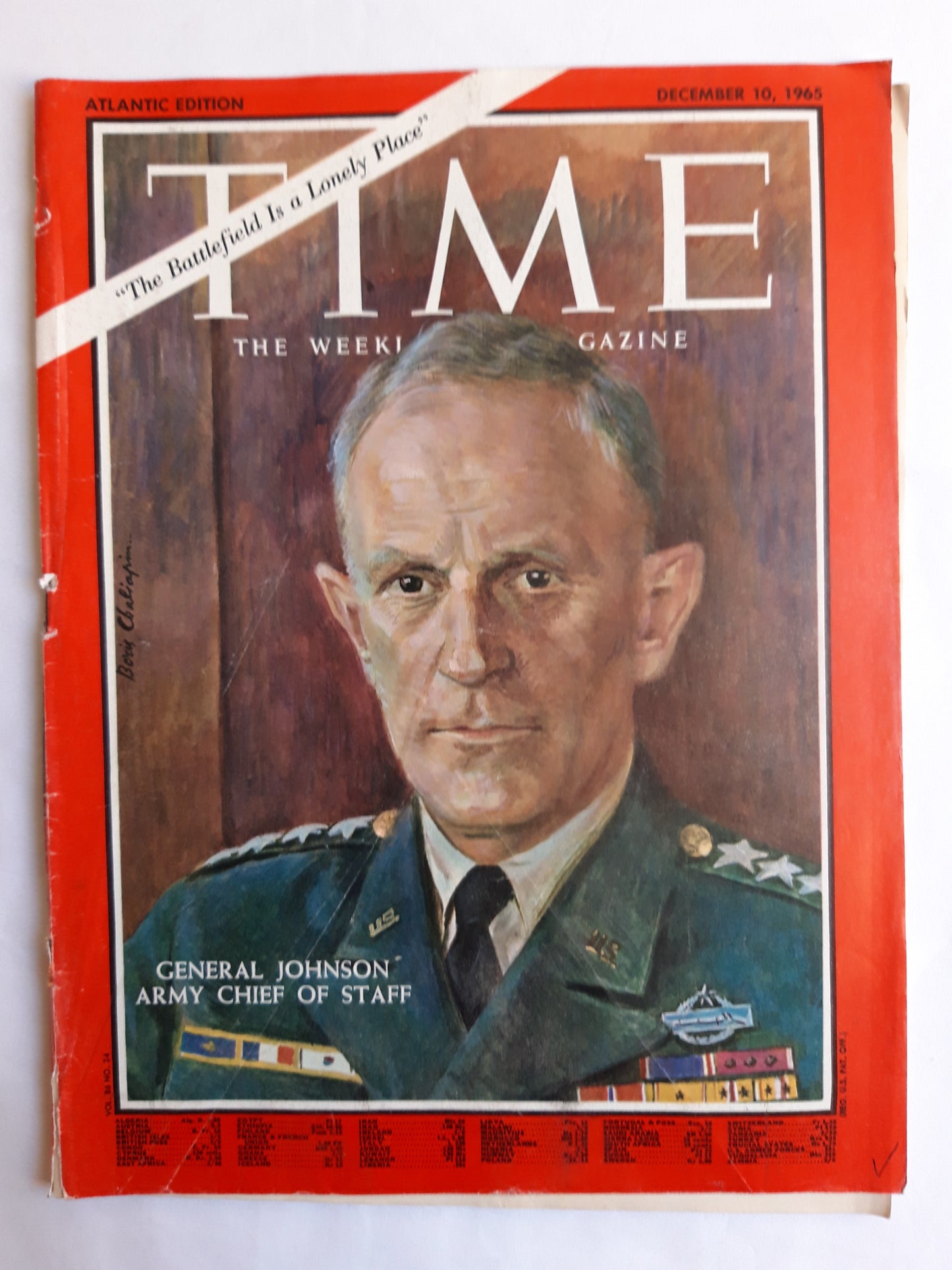 Time magazine General Johnson Army Chief of Staff The Battlefield Is a Lonely Place 10.12.1965 Dezember December 1965
