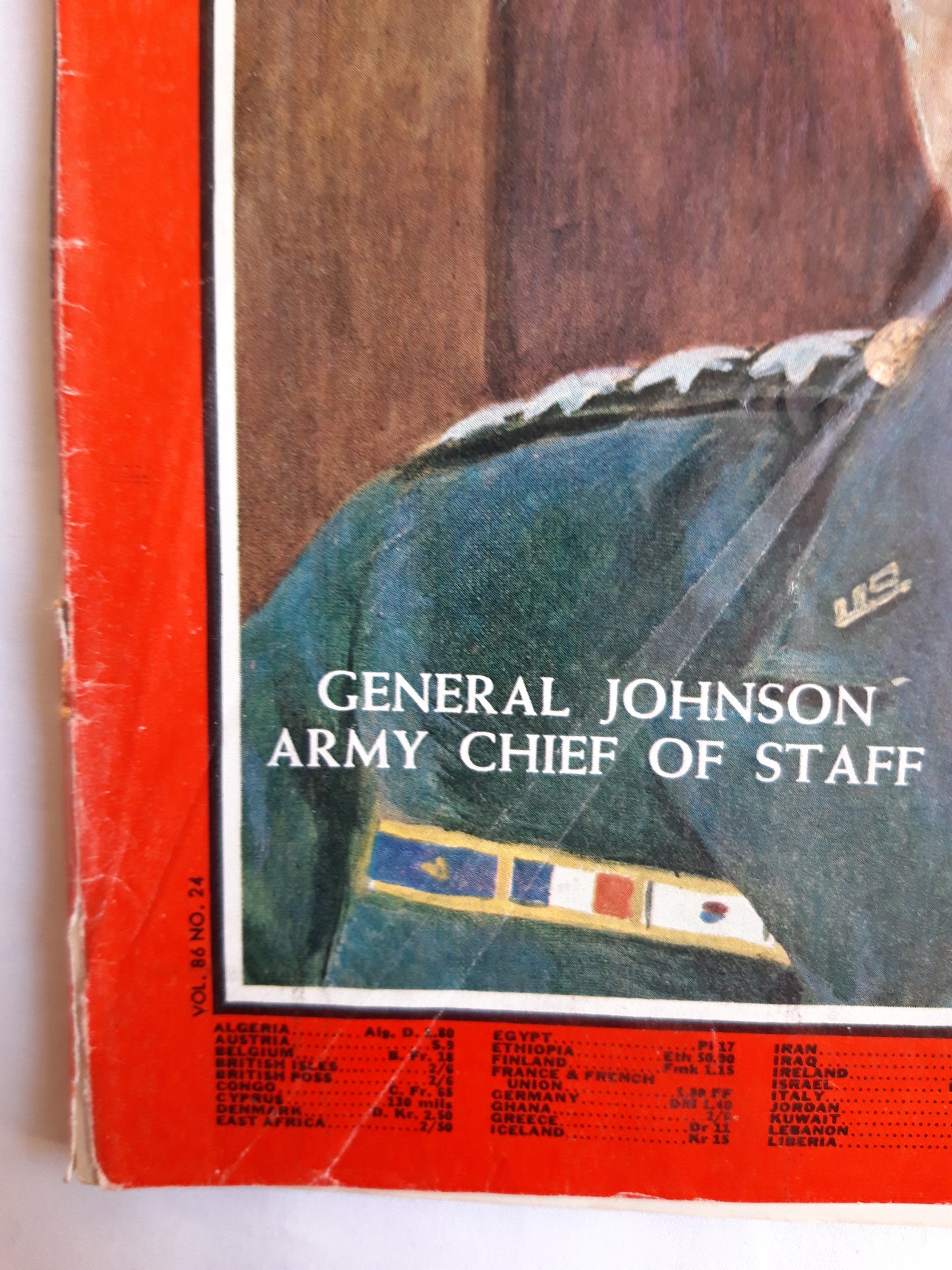 Time magazine General Johnson Army Chief of Staff The Battlefield Is a Lonely Place 10.12.1965 Dezember December 1965