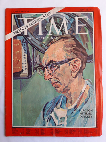 Time magazine Surgeon Michael DeBakey Toward an Artificial Heart 28.05.1965 Mai May 1965