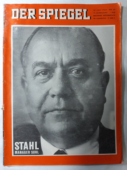Der Spiegel Stahl Manager Sohl Nr. 28 10.07.1963 Juli July 1963
