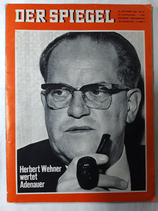 Der Spiegel Herbert Wehner wartet Adenauer Nr.39 25.09.1963 September 1963