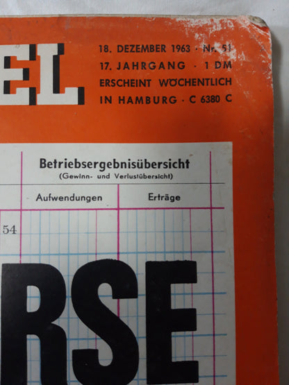 Der Spiegel Konkurse und Vergleiche Willy Schlieker Gerüchte können töten Nr. 51 18.12.1963 Dezember December 1963
