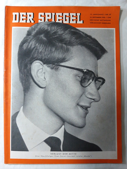 Der Spiegel Verlust der Mitte Dior-Nachfolger Yves Saint-Laurent (Mode, Fashion) 24.09.1958 September 1958