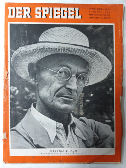 Der Spiegel In der Gartenlaube Hermann Hesse Nr. 28 09.07.1958 July Juli 1958