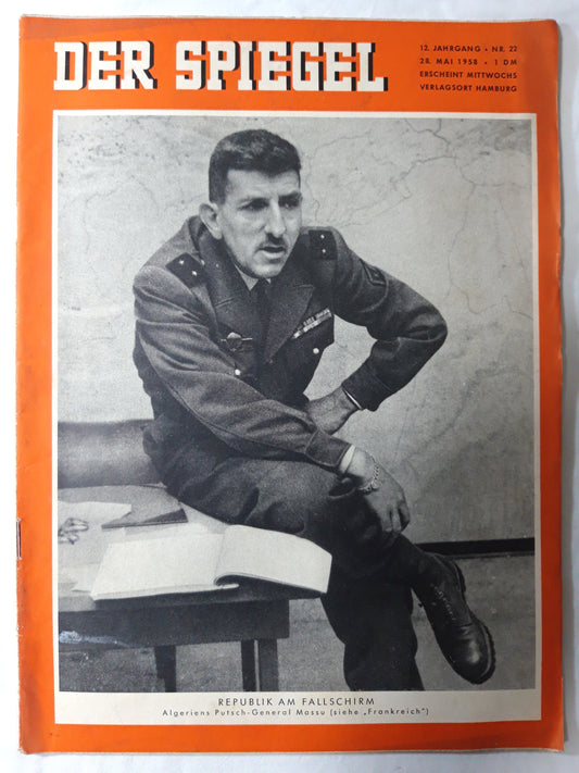 Der Spiegel Republik am Fallschirm Algeriens Putsch-General Massu (Frankreich) 28.05.1958 Mai May 1958