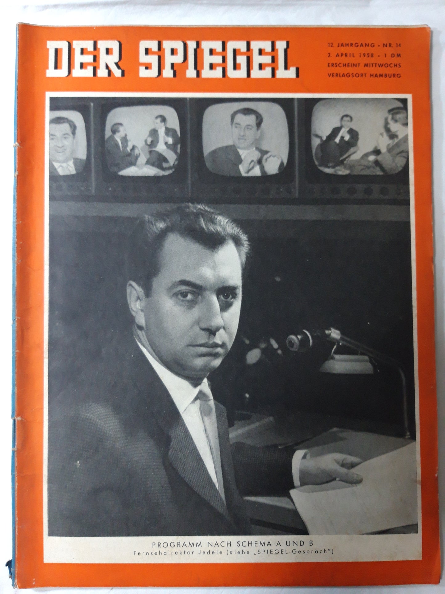 Der Spiegel Programm nach Schema A und B Fernsehdirektor Jedele 02.04.1958 April 1958