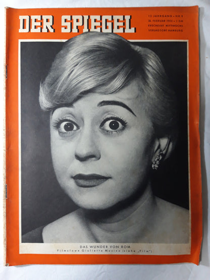 Der Spiegel Das Wunder von Rom Filmclown Giulietta Masina (Film, Movie) 26.02.1958 February 1958