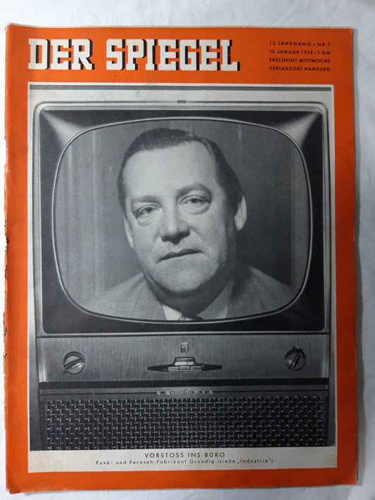 Der Spiegel Vorstoss ins Büro Funk- und Fernseh-Fabrikant Grundig 15.01.1958 January 1958