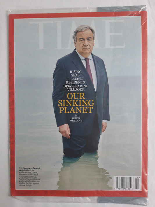 Time magazine Our sinking Planet U.N. Secretary-General Antonio Guterres Tuvalu original package OP OVP Originalverpackung 24.06.2019 Juni 2019