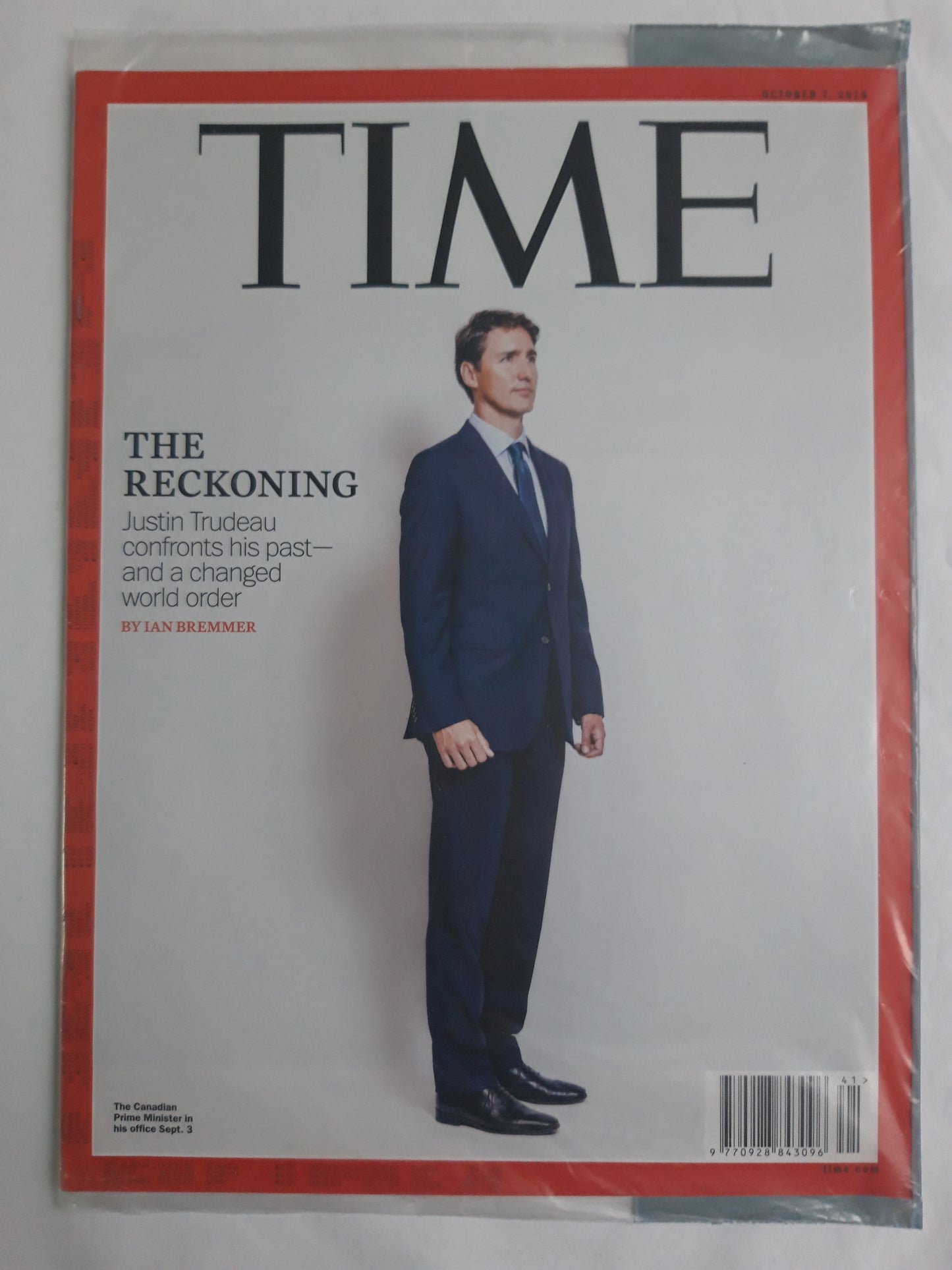 Time magazine The Reckoning Justin Trudeau original package OP OVP Originalverpackung 07.10.2019 Oktober October 2019