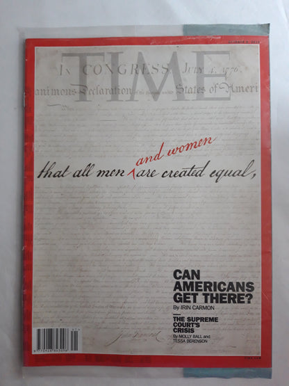 Time magazine Can Americans get there? The supreme court`s crisis That all men and women are created equal original package OP OVP Originalverpackung 08.10.2018 08. Oktober October 2018