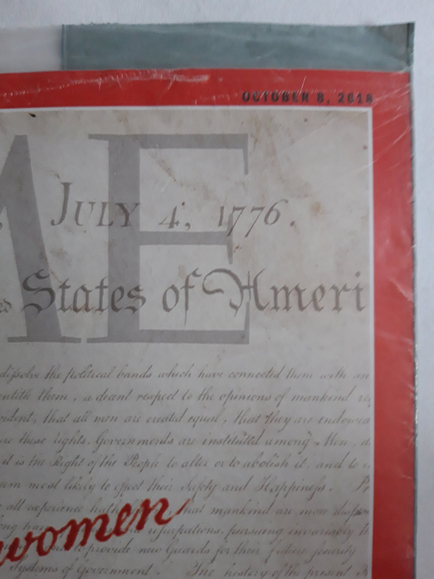 Time magazine Can Americans get there? The supreme court`s crisis That all men and women are created equal original package OP OVP Originalverpackung 08.10.2018 08. Oktober October 2018