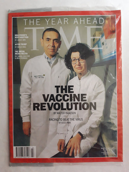 Time magazine The Vaccine Revolution Racing to beat the virus BioNTech Dr. Ugur Sahin Dr. Ozlem Tureci After Trump original package OP OVP Originalverpackung 18./25.01.2021 January 2021