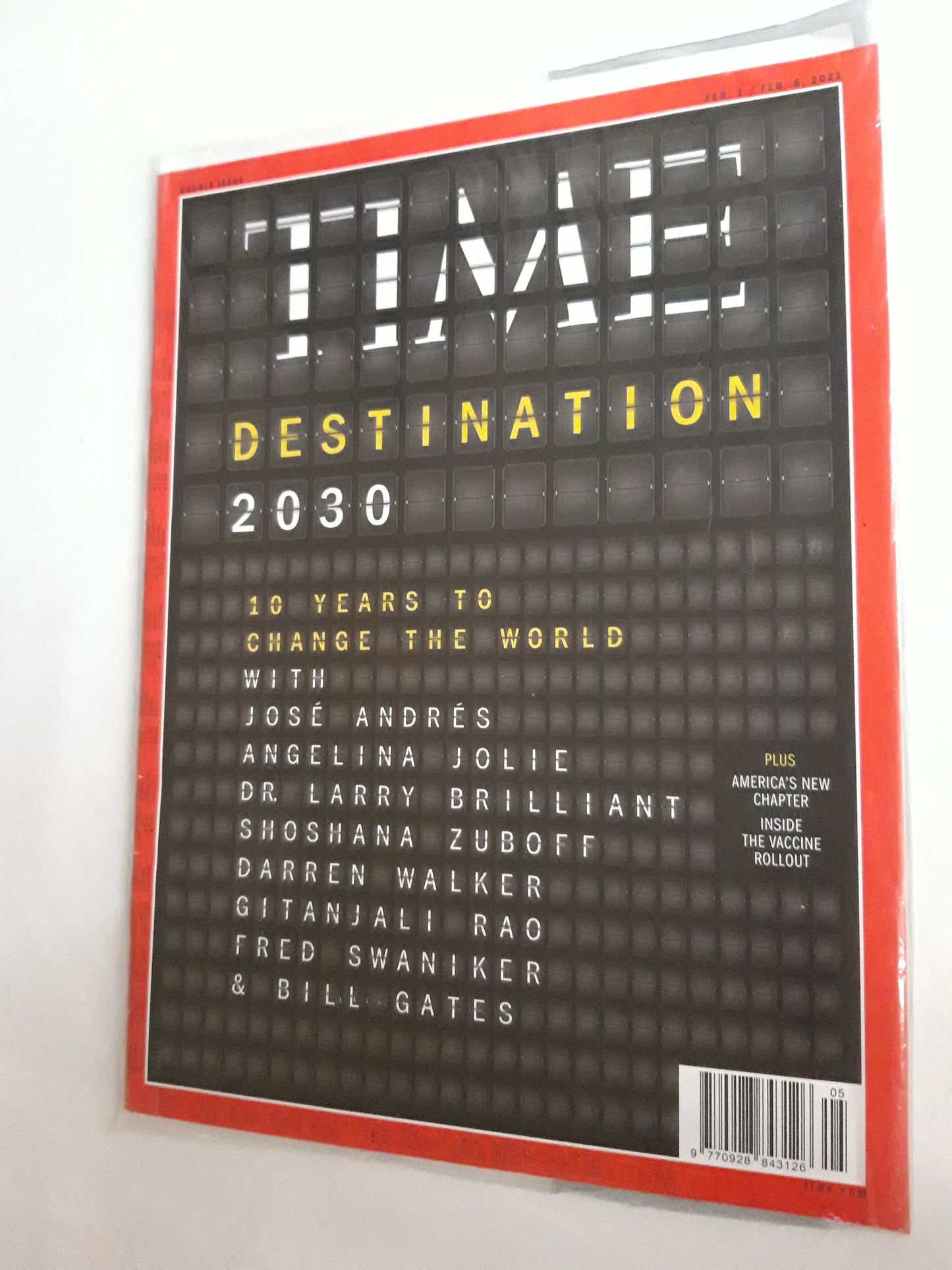 Time magazine Destination 2030 10 years to change the world Angelina Jolie Bill Gates Inside Vaccine Rollout original package OP OVP Originalverpackung 01./08.02.2021 January/February 2021
