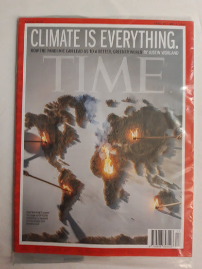 Time magazine Climate is everything How the pandemic can lead us to a better, greener world Red Hong Yi 50000 matchstickers original package OP OVP Originalverpackung 26.04./03.05.2021 April March März 2021
