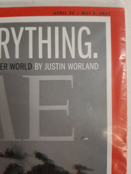 Time magazine Climate is everything How the pandemic can lead us to a better, greener world Red Hong Yi 50000 matchstickers original package OP OVP Originalverpackung 26.04./03.05.2021 April March März 2021