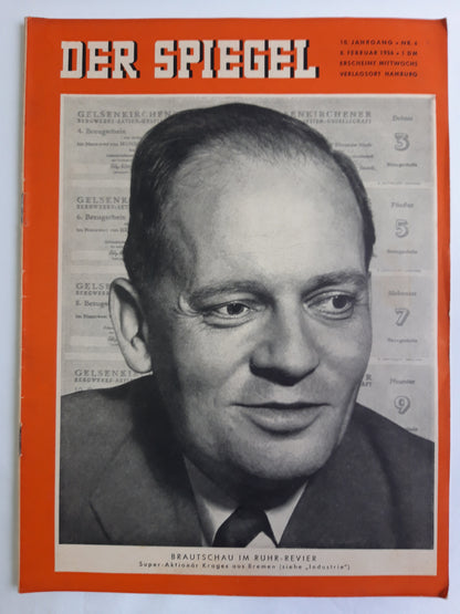 Der Spiegel Brautschau im Ruhr-Revier Super-Aktionär Krages aus Bremen No. 6 08.02.1956 February 1956