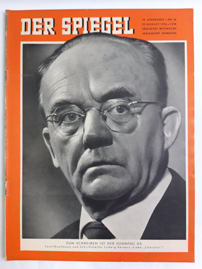 Der Spiegel Zum Schreiben ist der Sonntag da Textilkaufmann und Schriftsteller Ludwig Reiners Nr.34 22.08.1956 August 1956