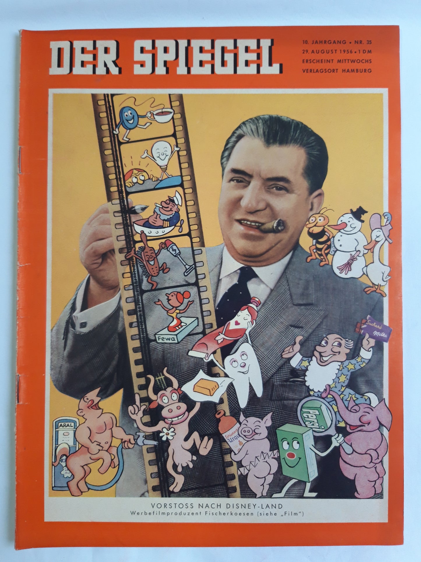 Der Spiegel Vorstoss nach Disneyland Werbefilmproduzent Fischerkoesen No. 35 29.08.1956 August 1956