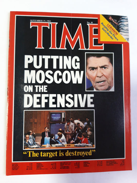 Time magazine Putting Mpscow on the defensive The target is destroyed Lebanon Keeping the Peace Gets harder No. 38 19.09.1983 September 1983