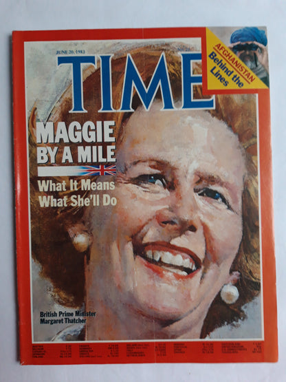 Time magazine Maggie by a mile What It Means What She`ll Do British Prime Minister Margaret Thatcher No. 25 20.06.1983 Juni 1983