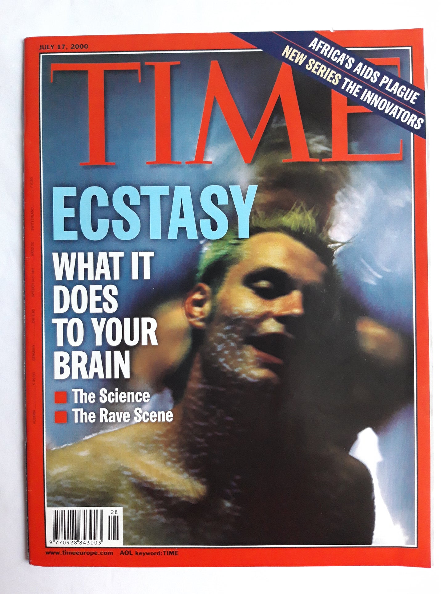 Time magazine Ecstasy What it does to your brain Africa`s AIDS plague New serie the innovators 17.07.2000 July Juli 2000