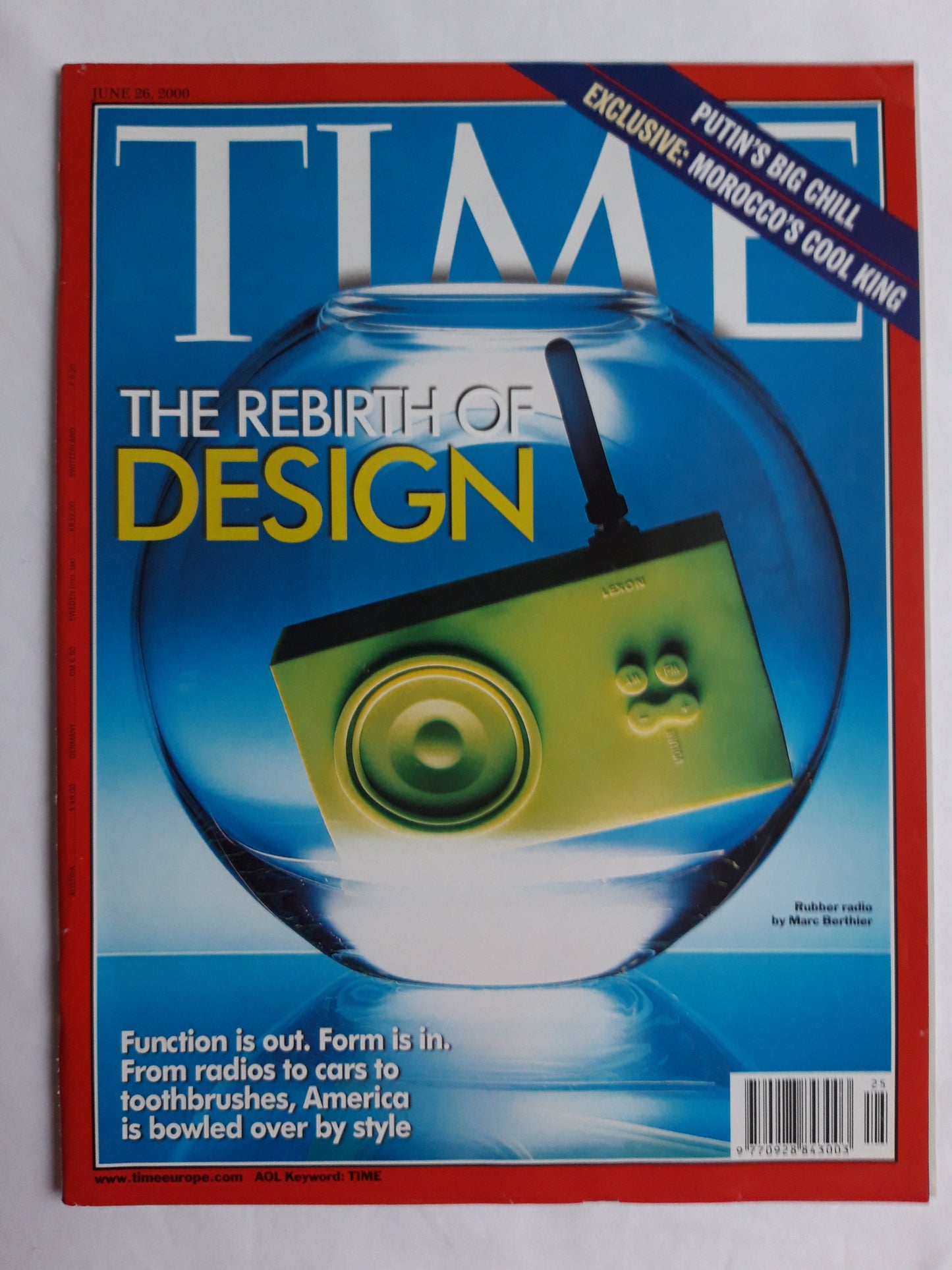 Time magazine The rebirth of design  Putin`s big chill Morocco`s cool king 26.06.2000 Juni 2000