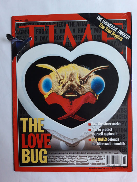 Time magazine The Love Bug How the virus works Bill Gates defends the Microsoft monolith 15.05.2000 May Mai 2000The lockerbie tragedy The trial begins