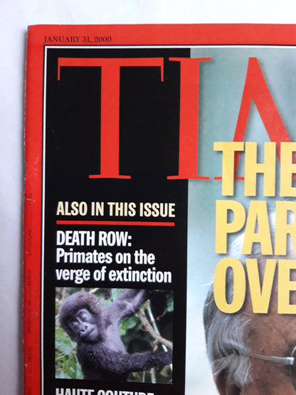 Time magazine The Party`s Over Helmut Kohl`s CDU pays the price for the arrogance of power World economic Forum Death row: Primates on the verge of extinction Haute Couture Runaway ideas 31.01.2000 January 2000