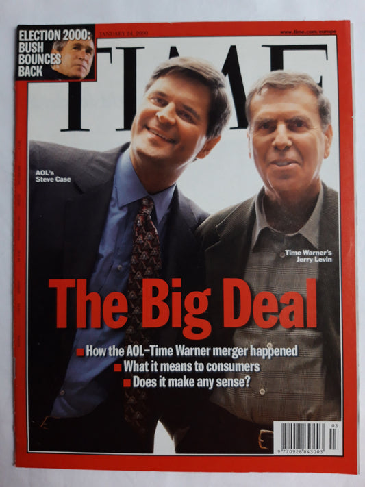Time magazine The Big Deal AOL`s Steve Case Time Warner`s Jerry Levin Election 2000 Bush bounces Back 24.01.2000 January 2000