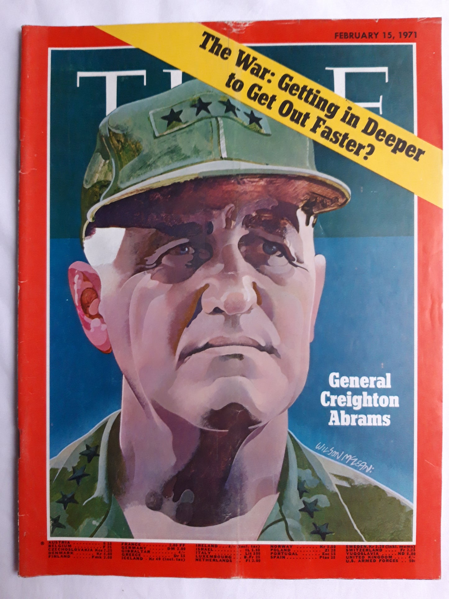 Time magazine The War: Getting in Deeper to Get Out Faster? General Creighton Abrams 12.02.1971 February 1971