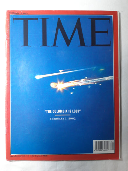 Time magazine The Columbia is lost February 1, 2003 10.02.2003 February 2003