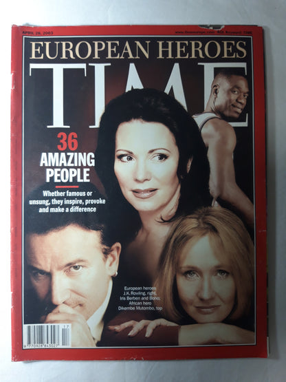 Time magazine 36 amazing people J. K. Rowling Iris Berben Bono African hero Dikembe Mutombo 28.04.2003 April 2003