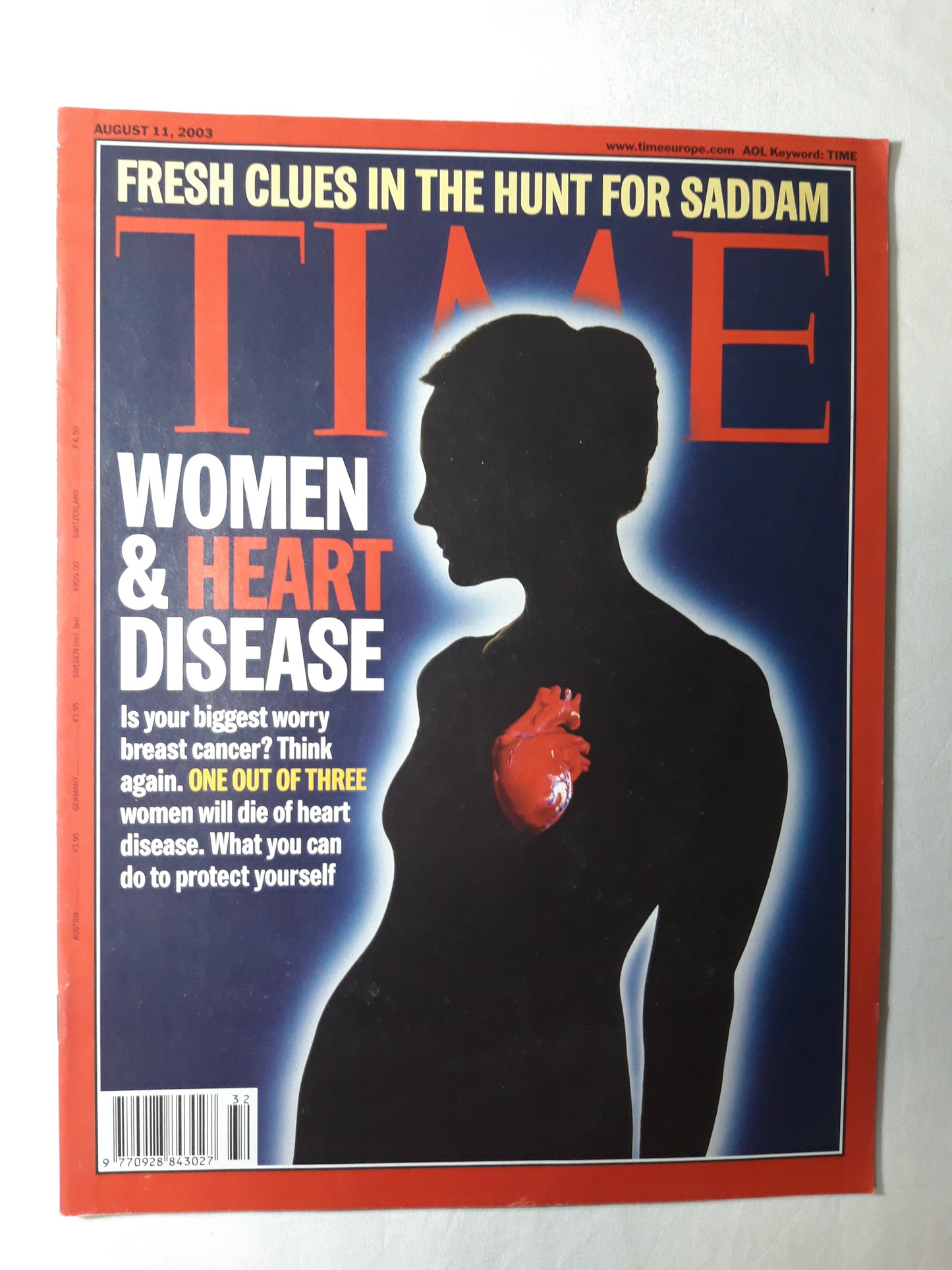 Time magazine Woman & Heart disease Fresh clues in the hunt for Saddam 11.08.2003 August 2003
