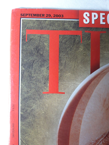 Time magazine A look ahead What new drug Next sport superstar Which rock band will change the world New gadget 29.09.2003 September 2003