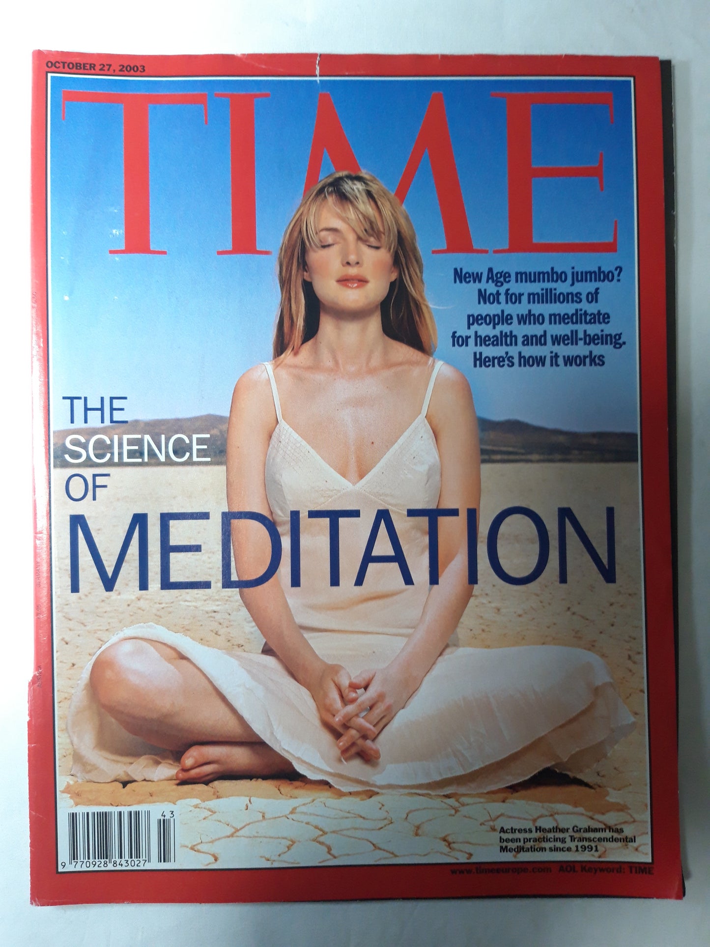 Time magazine The science of meditation New Age mumbo jumbo? Actress Heather Graham Transcendental Meditation 27.10.2003 October Oktober 2003