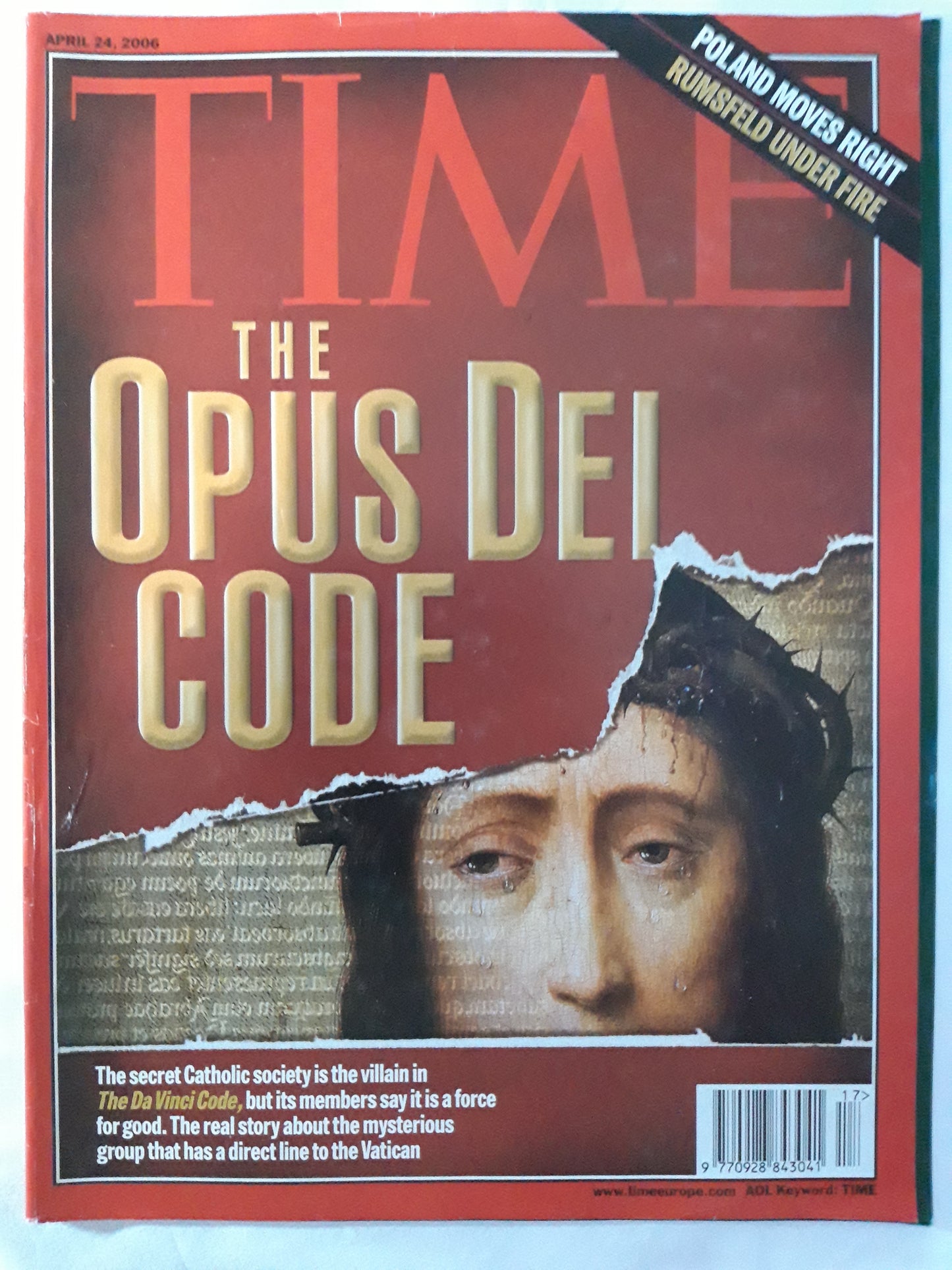 Time magazine The Opus Del Code Poland moves right Rumsfeld under fire The Da Vinci Code 24.04.2006 April 2006