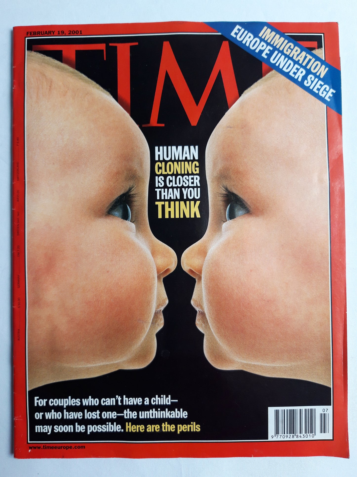 Time magazine Human cloning is closer than you think Immigration Europe under siege 19.02.2001 February 2001