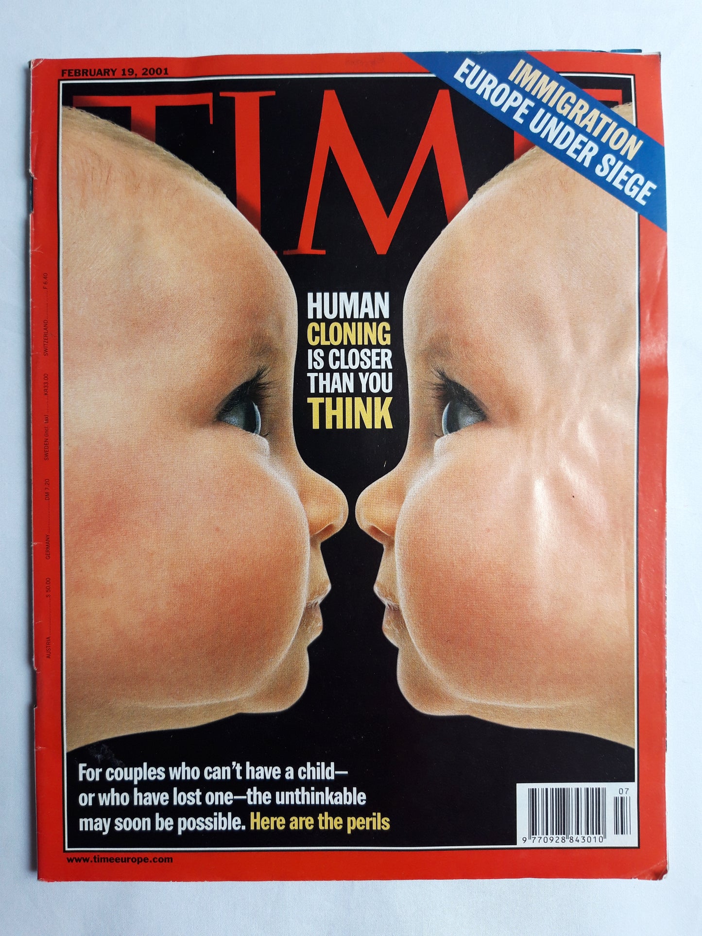 Time magazine Human cloning is closer than you think Immigration Europe under siege 19.02.2001 February 2001