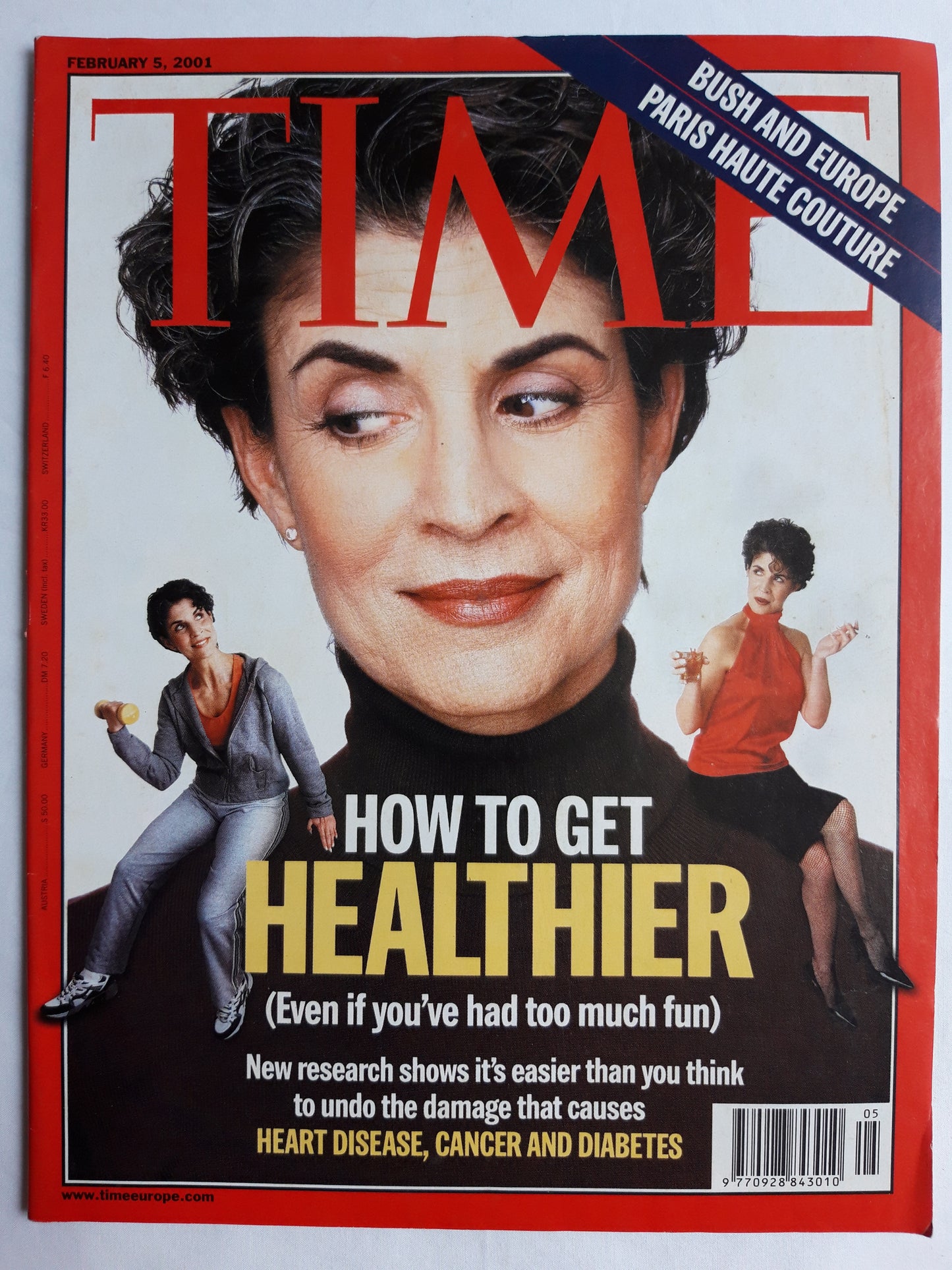 Time magazine How to get healthier George Bush and Europe Paris Haute Couture 05.02.2001 February 2001
